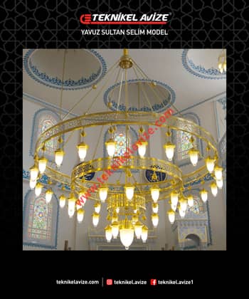 200 Cm Çap Üç Çemberli Kollu Fluu Selçuklu Form Dekoratif Sarkıt Avize - Teknikel Chandelier