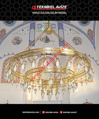 250 Cm Çap Üç Çemberli Kollu Fluu Selçuklu Form Dekoratif Sarkıt Avize - Teknikel Chandelier