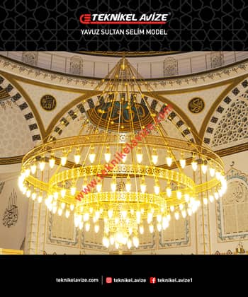 400 Cm Çap Dört Çemberli Kollu Fluu Selçuklu Form Dekoratif Sarkıt Avize - Teknikel Chandelier