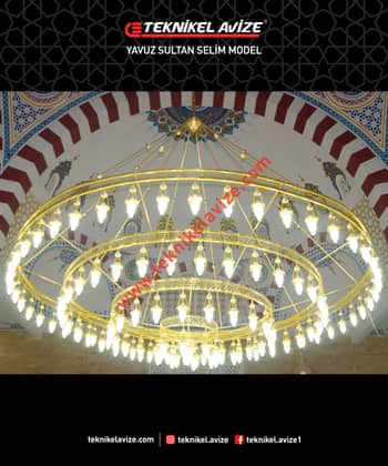 500 Cm Çap Dört Çemberli Kollu Fluu Selçuklu Form Dekoratif Sarkıt Avize - Teknikel Chandelier